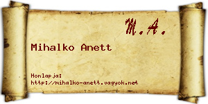 Mihalko Anett névjegykártya